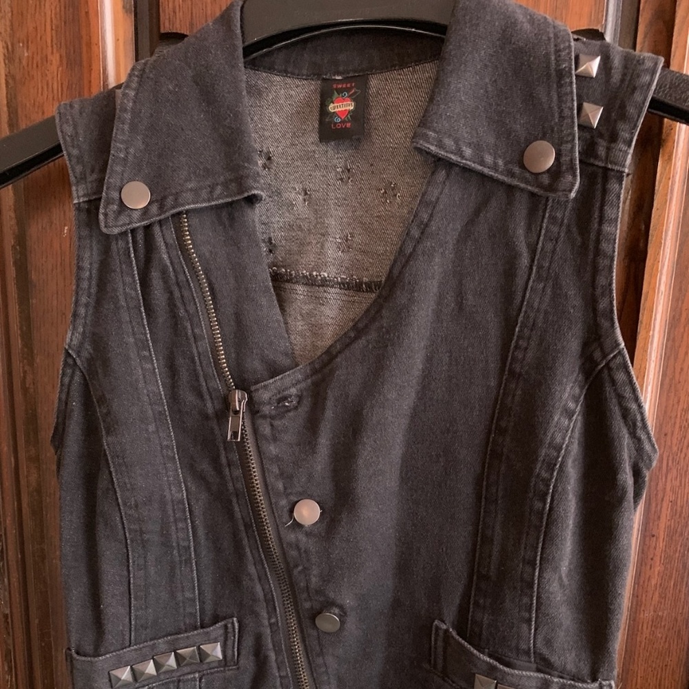 Denim Jean studded vest